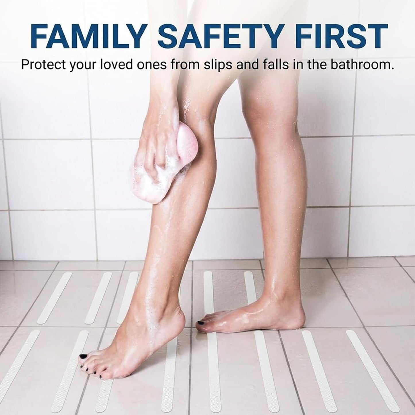 36 Pcs Anti Slip Bath Stickers, Clear Self Adhesive Non Slip Shower Strips, Safety Bathtub Treads for Baby Elderly, Waterproof Grip Decals for Bathroom Floors Stairs, Hygienic Mat Alternative