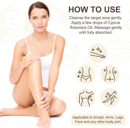 Premium Cyperus Rotundus Oil - Natural &amp; Effective Hair Removal Solution | 100% Pure Cyperus Rotundus Essential Oil for Smooth Skin | Anti-Hair Growth, Nourishing Treatment for Sensitive Skin 60ML