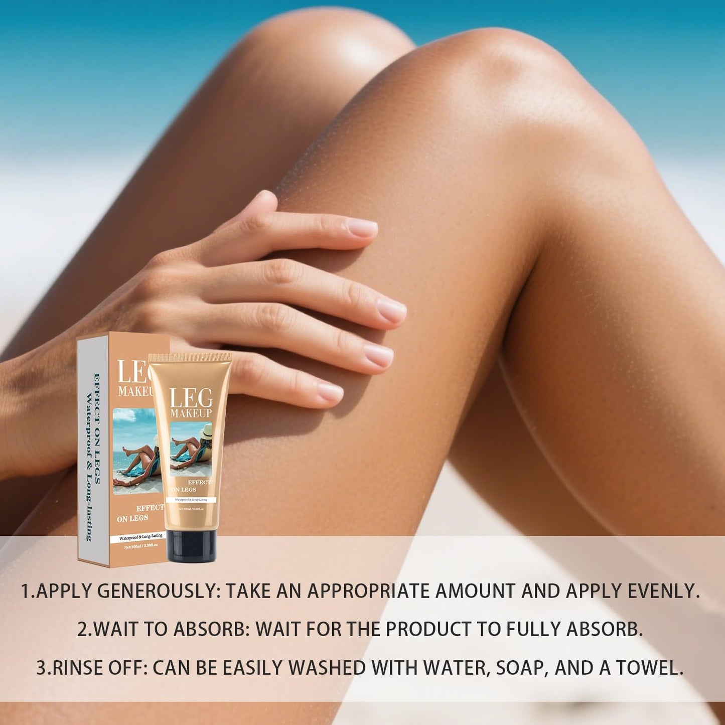 Leg Makeup Waterproof No Transfer, Leg and Body Scar Cover up Makeup for Varicose Veins Black Skin with Brush (#2 Medium Golw,3.38 FL OZ)