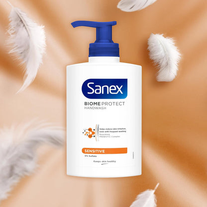Sanex Expert Skin Health Sensitive Liquid Hand Wash 250ml x 6, Sensitive Hand Wash, SLS Free, Locks in Natural Moisture, Hand Wash to Protect Microbiome, Prebiotic and Postbiotic Complex
