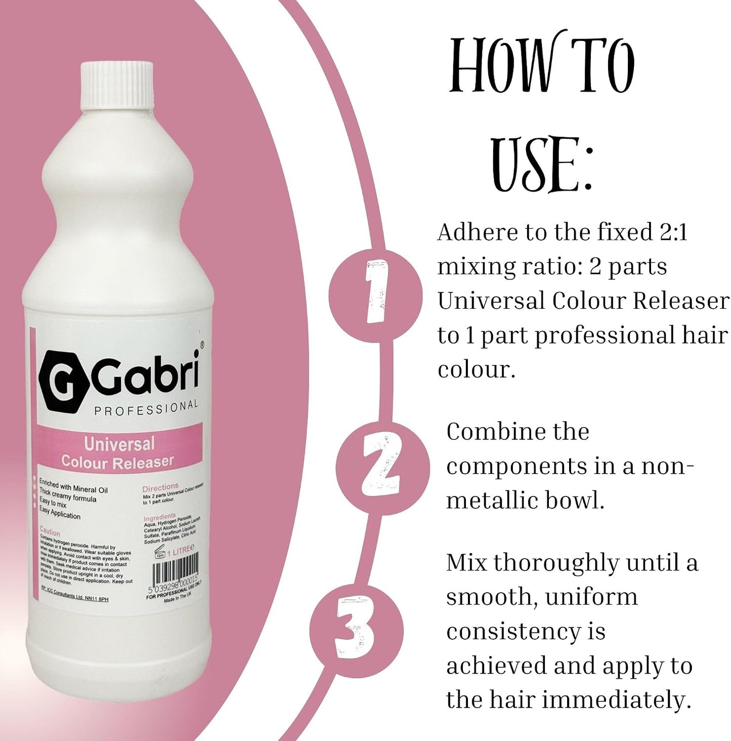 Gabri Professional Universal Colour Releaser 1000 ML, Premium Hair Colour Corrector with Mineral Oil for All Professional Hair Colouring Applications,Salon-Quality Results