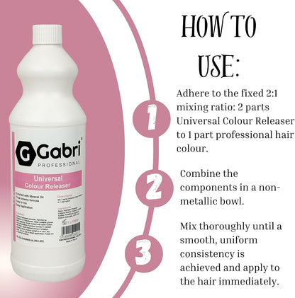 Gabri Professional Universal Colour Releaser 1000 ML, Premium Hair Colour Corrector with Mineral Oil for All Professional Hair Colouring Applications,Salon-Quality Results