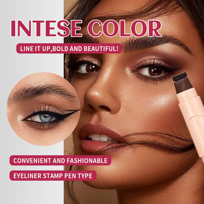 Dual Head Winged Eyeliner Stamp Pen with Left Right Wing Stamp | Black Liquid Eyeliner Smudge Proof Waterproof Long Lasting Quick Dry Eye Liner, Easy Cat Eye Makeup for Beginners