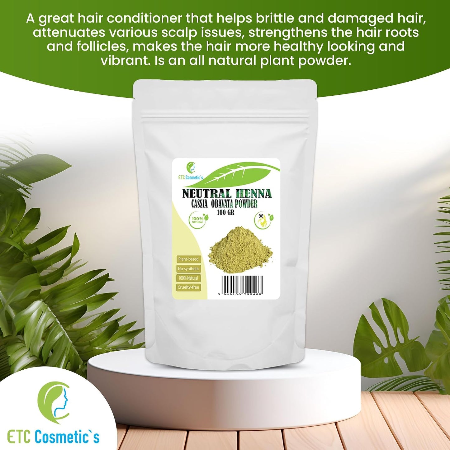 Cassia Obovata Powder (Neutral Henna, cassia powder) - 100 gr - Has conditioner and scalp balancing properties, gives strength and shine, improves the appearance of the hair.