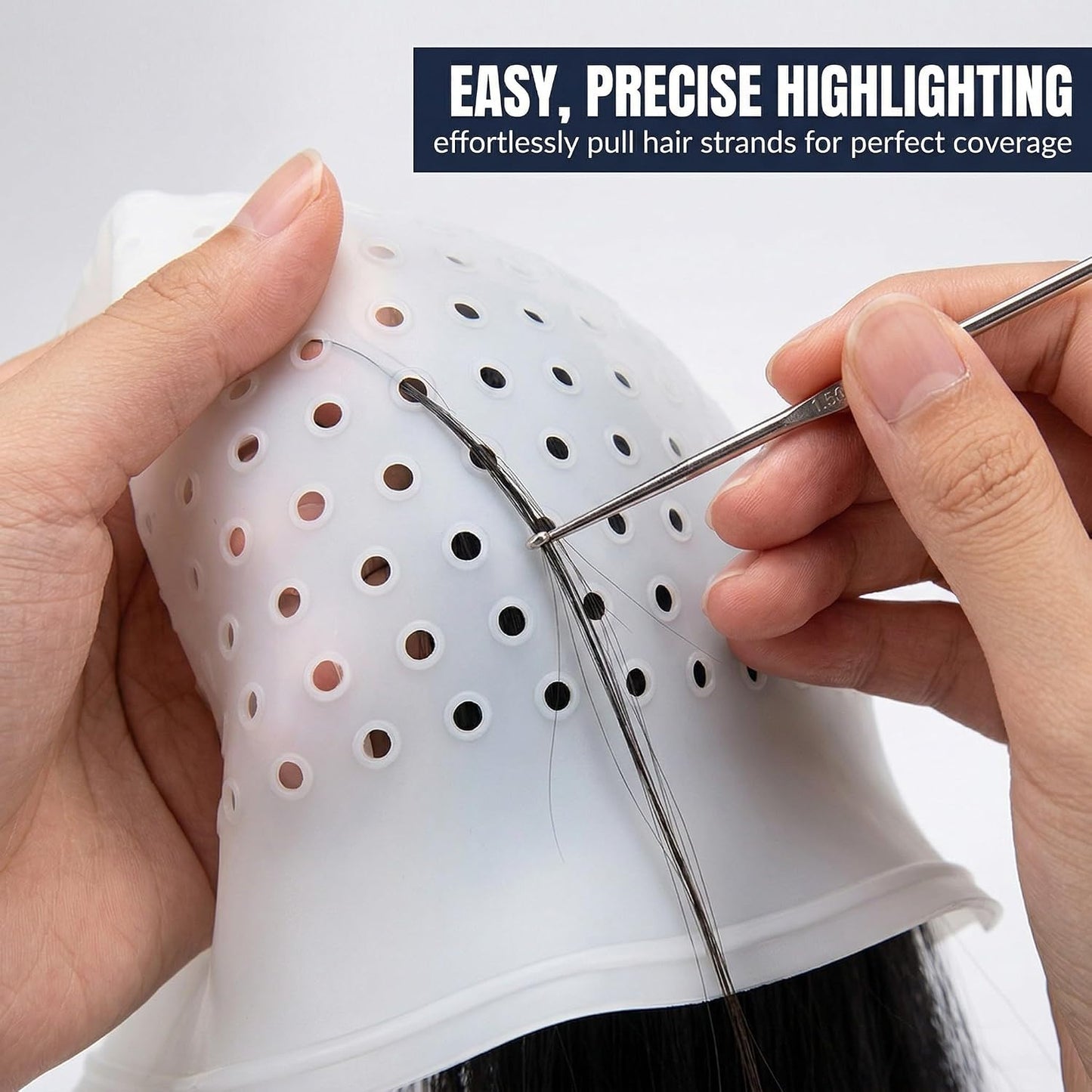 Highlighting Cap - Hair Dye Kit for Bleach Highlights, Reusable Streaking Cap for Home Use