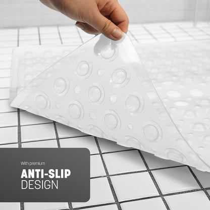 KEPLIN Premium Non-Slip Shower Mat - 164 Suction Cups, BPA &amp; Latex Free, Mildew Resistant, Machine Washable - Safe, Durable &amp; Comfortable for Shower Floors &amp; Stalls (White, Small (54 x 54cm))