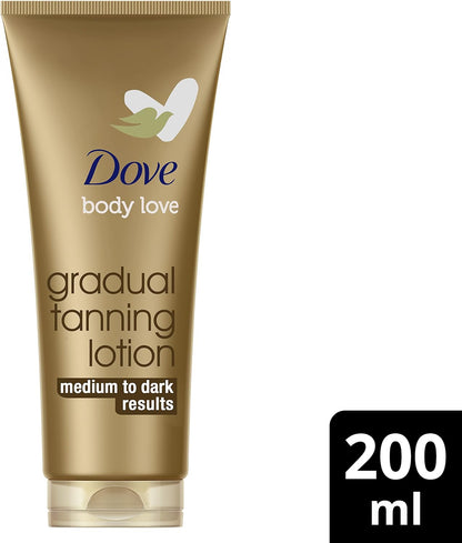 Dove Summer Revived Medium to Dark Gradual Tanning Lotion For a Sun-Kissed Glow Self Tan Body Lotion Tanning Lotion For All Skin Types, 200 ml (Pack of 1)