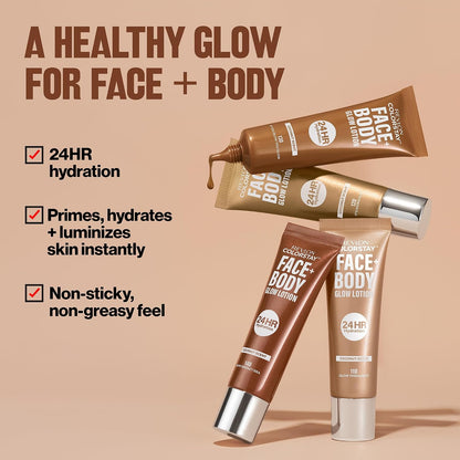 Revlon ColorStay Face &amp; Body Glow Lotion – Hydrating Bronzer with Coconut Scent, Radiant Luminising Finish, 24-Hour Hydration, Glow Through It