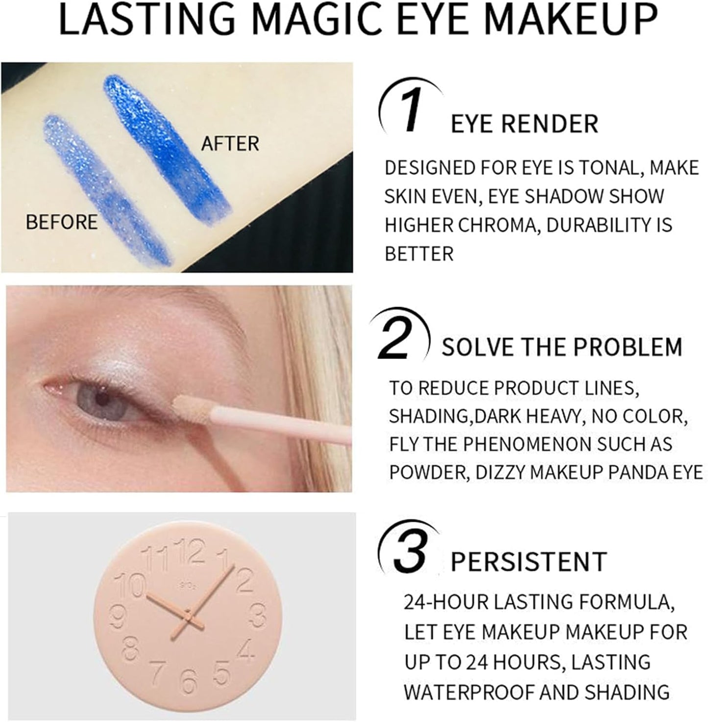 24 Hours Waterproof Smudge-proof Long-Lasting Liquid Eyeshadow Primer Cream for Eye Base Makeup