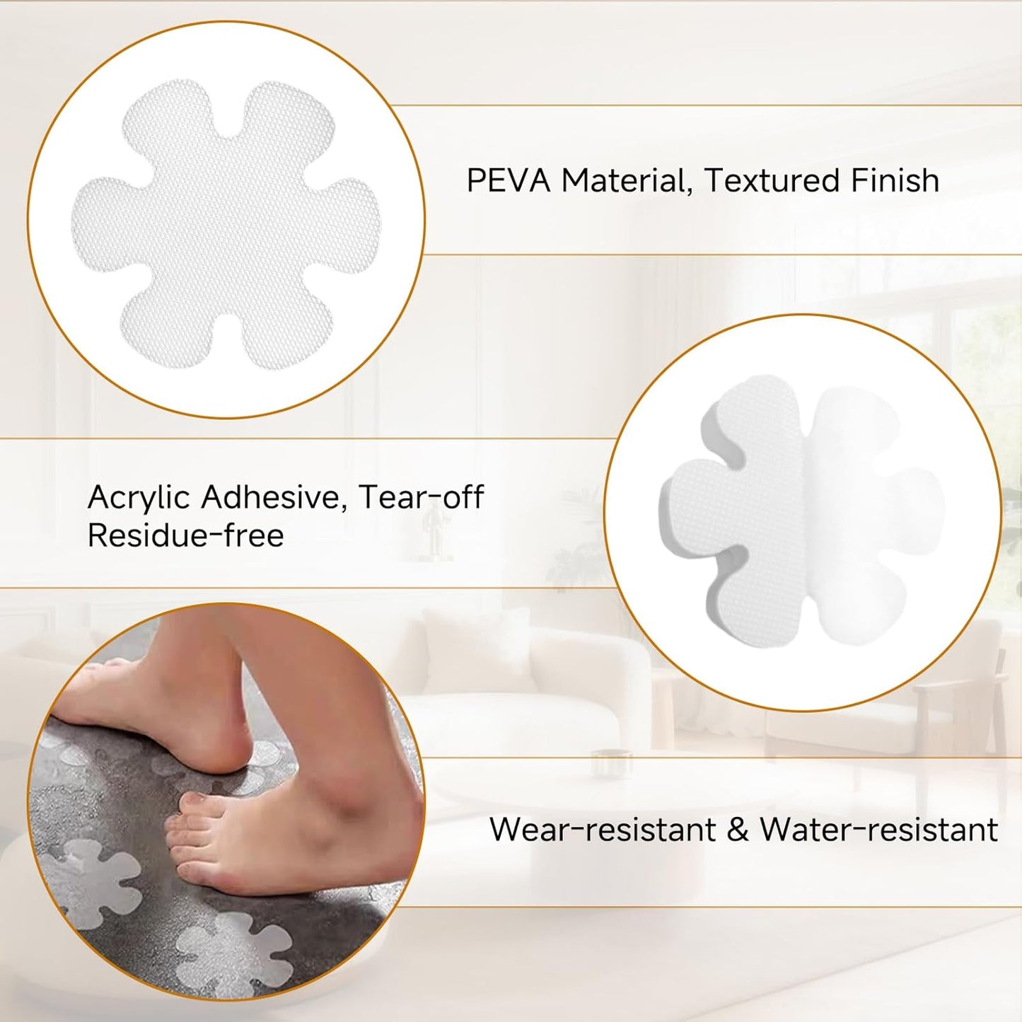 Non Slip Shower Stickers 12 Pcs, Anti Slip Flower Shape Bath Stickers Transparent Self-Adhesive Bathtub Stickers with Scraper Clear Anti Skid Tape for Floor Stairs Bath Shower Sliding Surfaces
