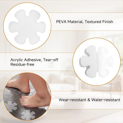 Non Slip Shower Stickers 12 Pcs, Anti Slip Flower Shape Bath Stickers Transparent Self-Adhesive Bathtub Stickers with Scraper Clear Anti Skid Tape for Floor Stairs Bath Shower Sliding Surfaces