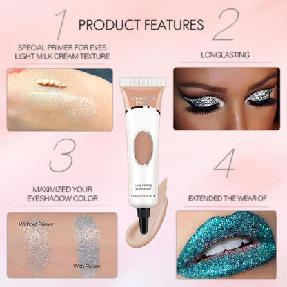 LYNTYAOU Eyeshadow Primer, Eye Primer, Long Lasting Waterproof Pigment Base for Eyeshadow, 24 Hours Smudge-proof Professional Primer Cream, Enhance Eye Color Cut-crease Eye Makeup(Skin Color)