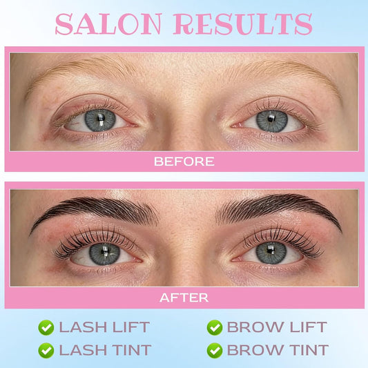 Lash Lift and Tint Kit, Brow Lamination Kit &amp; Lash Lift Kit, 2-in-1 At-Home Salon Eyelash Perming Kit, Tubular Design, 6 Pads for All Eye Shapes, Complete Step-by-Step Guide(Black)