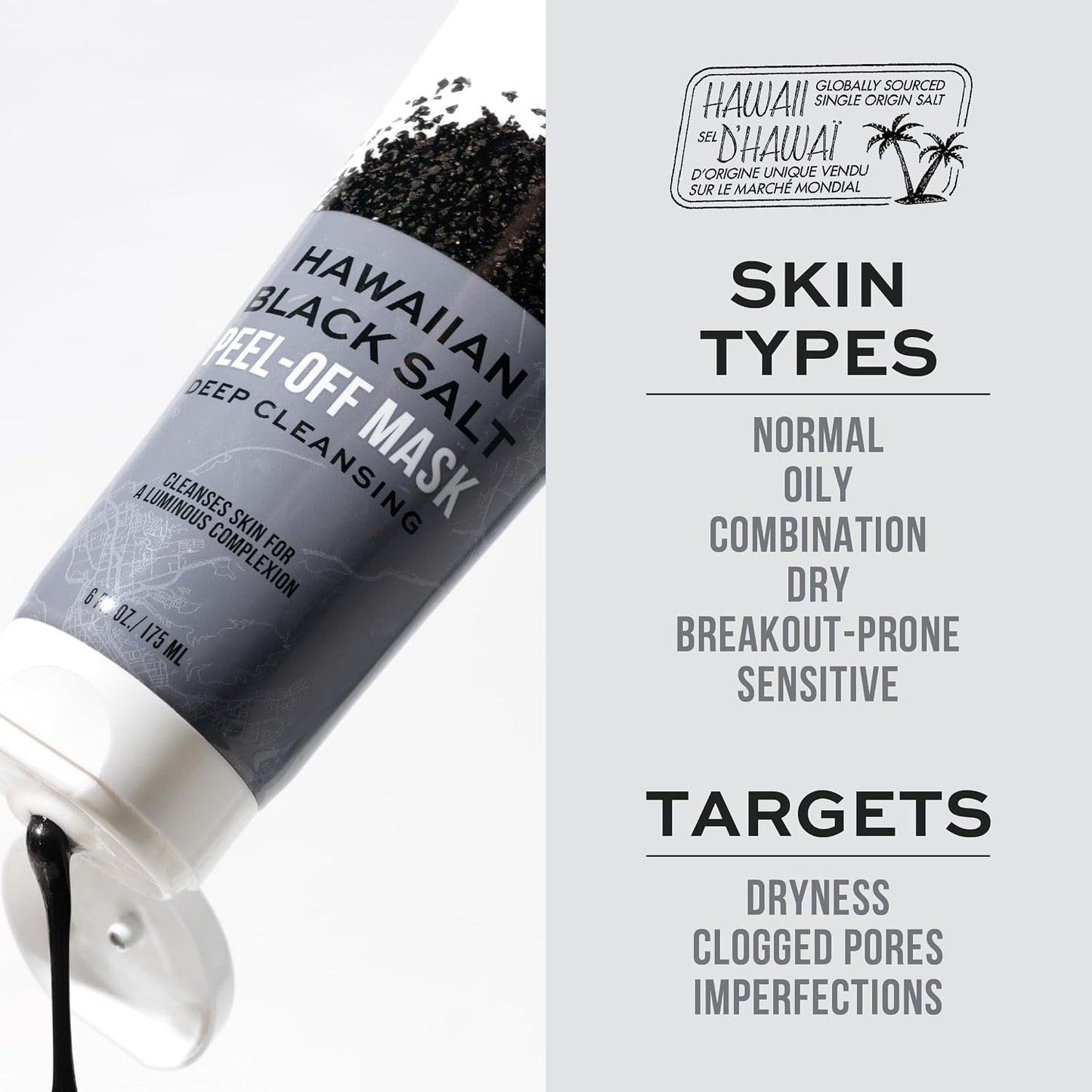 Hawaiian Black Salt Peel-Off Mask Deep Cleansing by Freeman for Unisex - 6 oz Mask