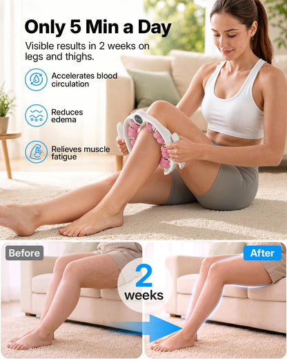 MERACH Cellulite Massager Tool - Anti Cellulite Massager 14 360° Rollers Detachable, Lymphatic Drainage Massager for Thighs Neck Buttocks &amp; Body Sculpting Massage Roller Massage Stick