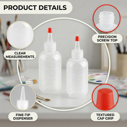 2PCS 120ml Squeeze Applicator Bottles with Red Pointed Tip &amp; Graduated Scale, Reusable Translucent PE Plastic Liquid Dispensers for Hair Dye, Shampoo, Conditioners, Travel &amp; DIY Crafts