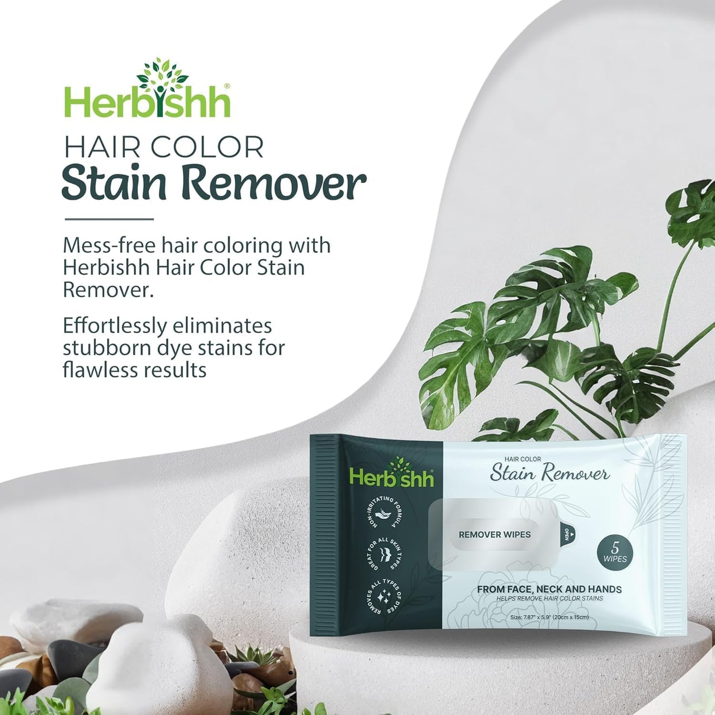 Herbishh Hair Color Stain Remover Wipes – Gentle Formula Dye Cleanup for Easy Hair Color Removal (25 Wipes, 1 Count)