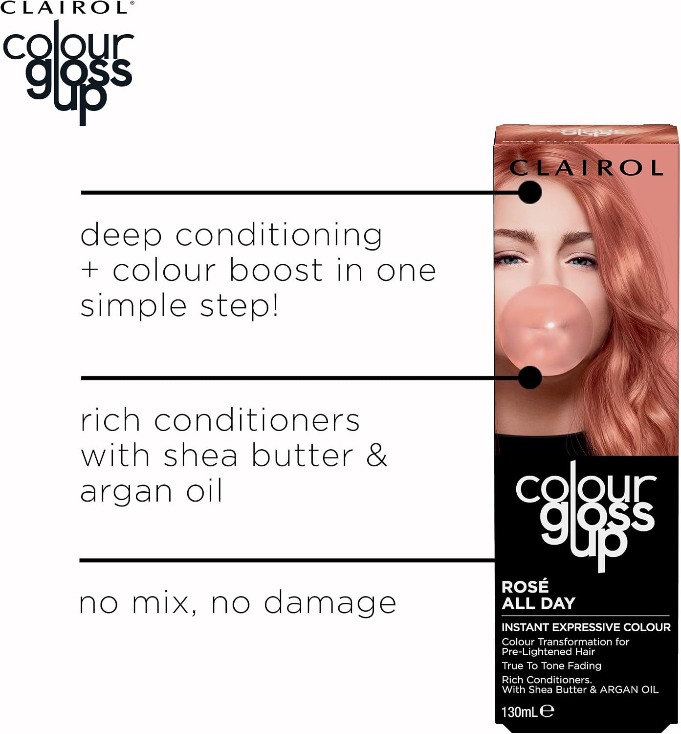 Clairol Colour Gloss Up Conditioner, Rose All Day, 130ml