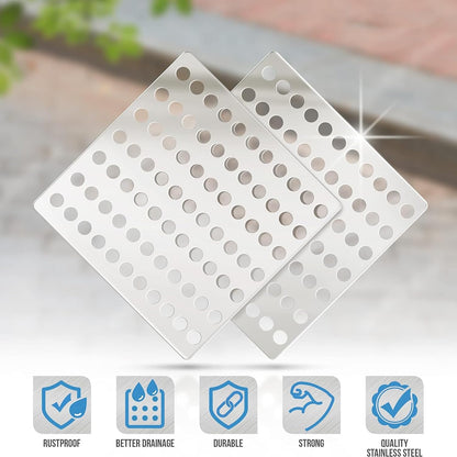 2-Pack 15x15 Centimeter Rustproof Stainless Steel Swirl Drain Covers - Hopper Lids - Outdoor Drain Cover - Metal Drain Covers Outdoor