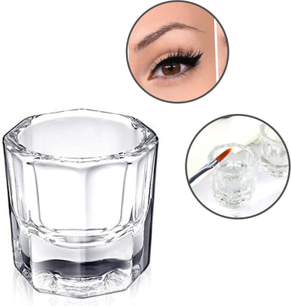 Glamified, glam Crystal Clear Acrylic Liquid Powder Glass Dappen Dish Glass Cup Tint Lash Brush + Dappen Mixing Dish | Eyelash Eyebrow Tinting Tint (Tint Brush + Dappen Dish)