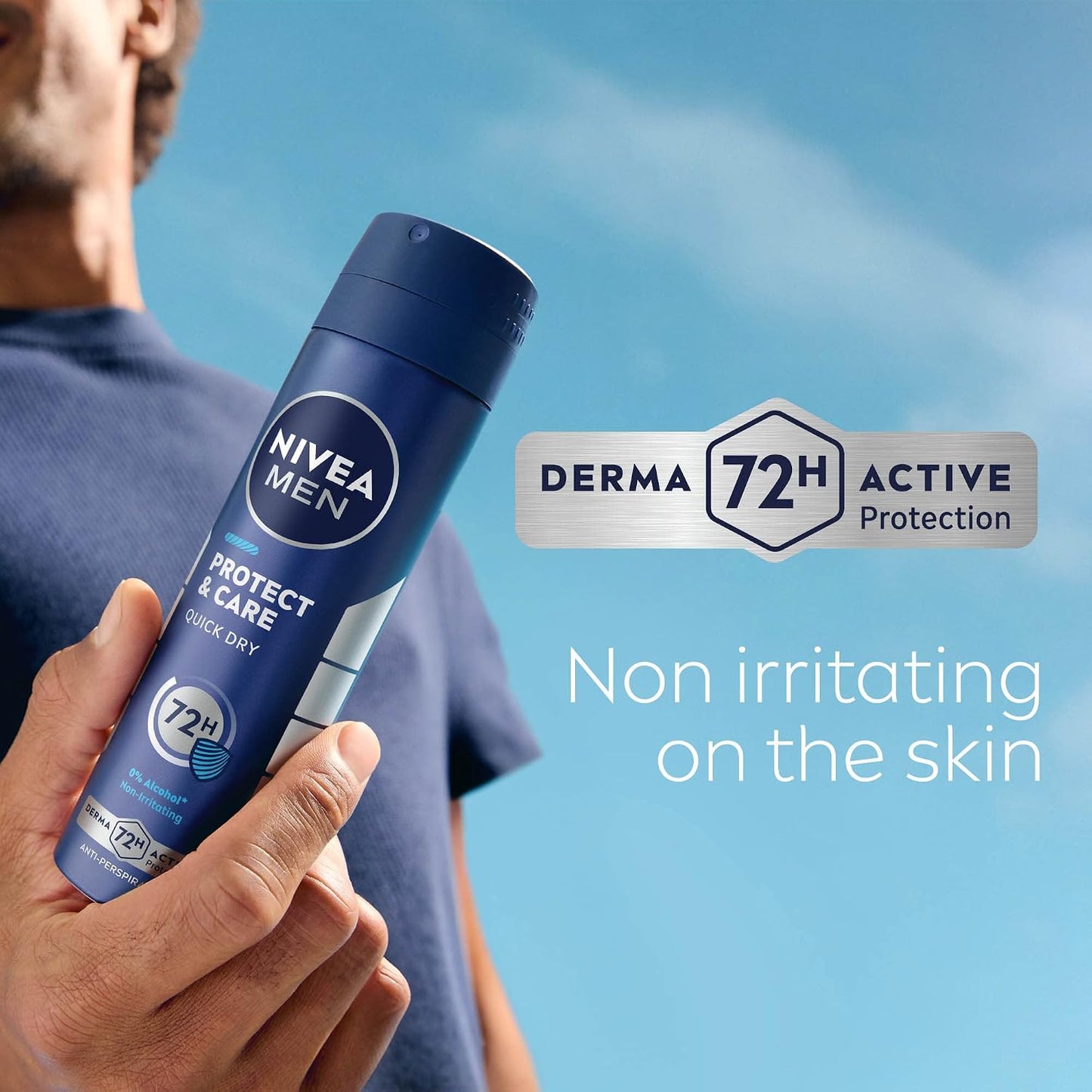 NIVEA Men Protect &amp; Care Spray (6 x 250ml), Anti-Perspirant for 72H Protection, Gentle and Effective Deodorant Free From Alcohol