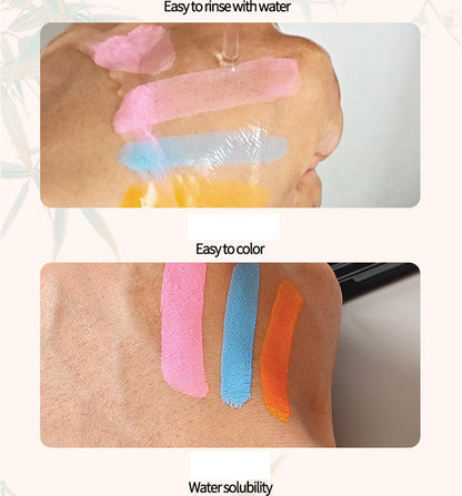 Face Paint Kit with 6 Vibrant Colours for Halloween &amp; Cosplay - Water &amp; Oil Based Makeup Set with Sponge Applicator for Creative Face &amp; Art, Easy Washable Application for Kids &amp; Adults (Blue,