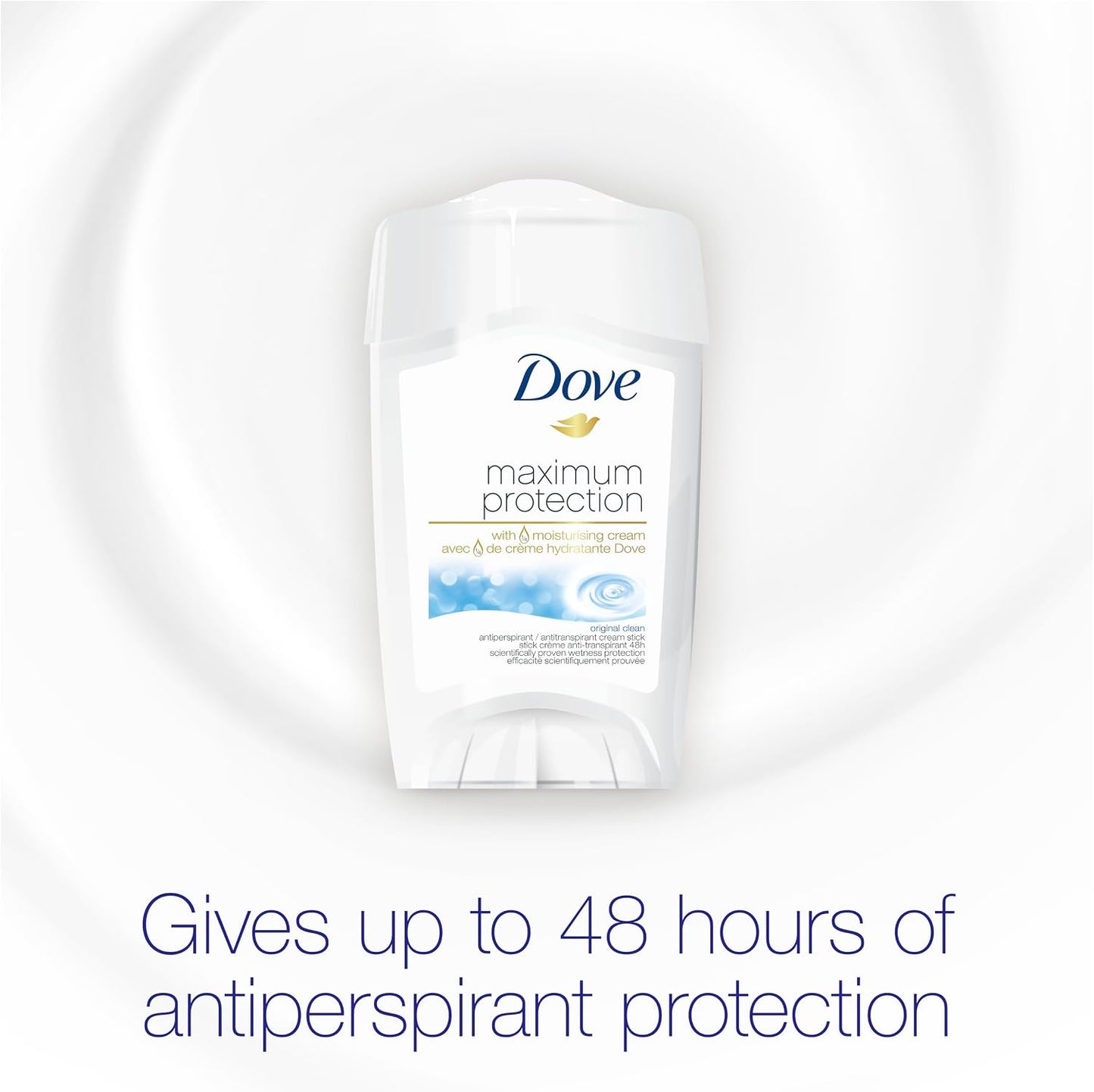 Dove Maximum Protection Original Clean Anti-perspirant Cream Stick with ¼ moisturising cream our most effective deodorant 3x 45 ml