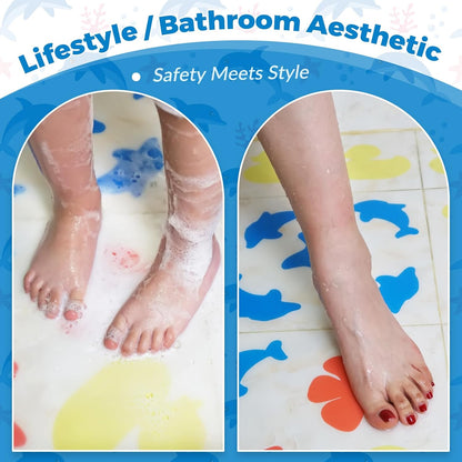 S&amp;X Anti Slip Bath Stickers Kids Friendly – Cute Dolphin-Shaped Non Slip Tape for Bathroom Shower and Tub – Strong Adhesive, Durable Bath Mat Alternative, 12pcs