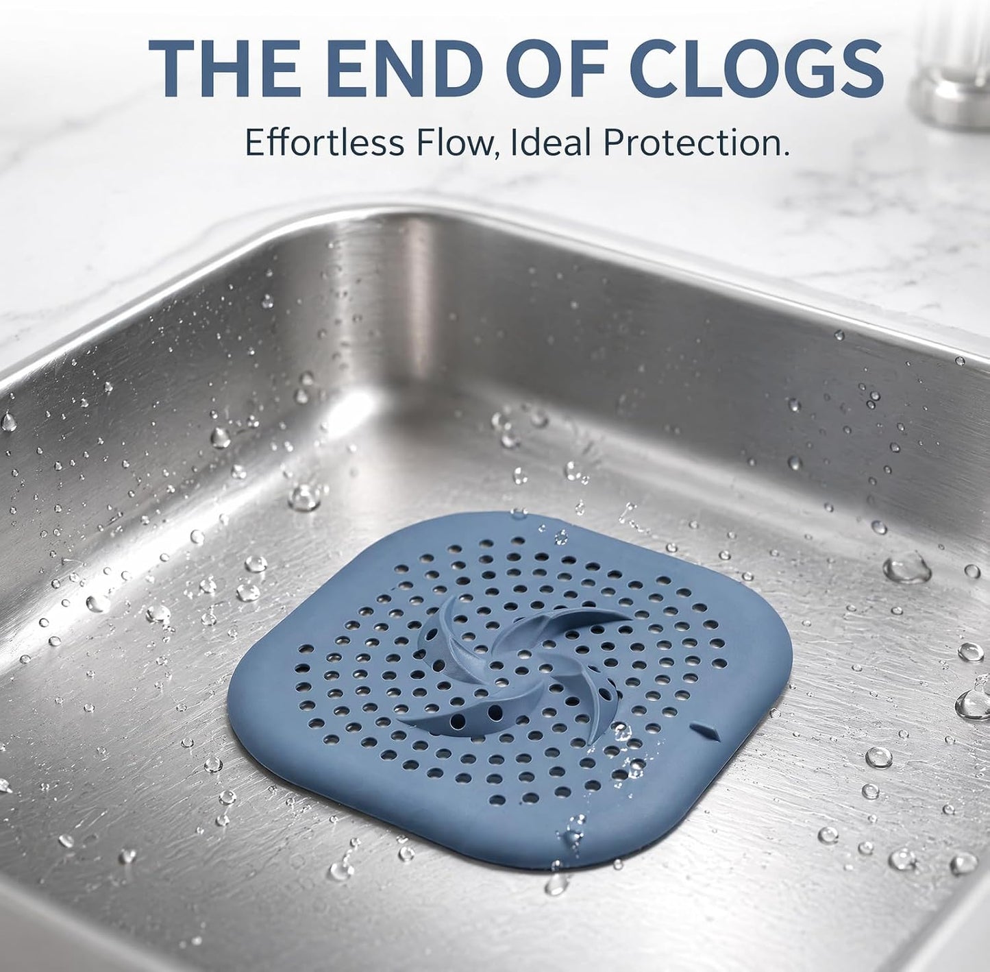 Silicone Shower Drain Cover Hair Catcher with Suction Cups, 4 Pcs Sink Strainer Drain Protector for Bathroom Bathtub Kitchen, Anti-Clogging Bath Plug Hair Trap
