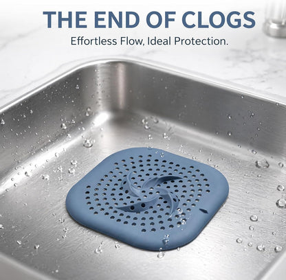 Silicone Shower Drain Cover Hair Catcher with Suction Cups, 4 Pcs Sink Strainer Drain Protector for Bathroom Bathtub Kitchen, Anti-Clogging Bath Plug Hair Trap