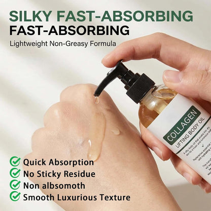 2PCS Collagen Lifting Body Oil, 100ML Firming &amp; Moisturizing Massage Oil for Skin Tightening, Scar, Wrinkle, and Stretch Mark Repair, Full Body Use
