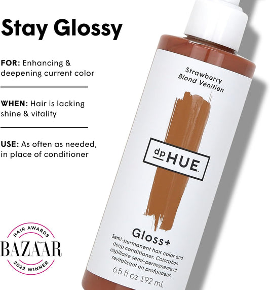 dpHUE Gloss+, Strawberry - Boosts Fading &amp; Faded Hair Colour - 8-12 Applications per Bottle - Lasts Up to 8 Washes