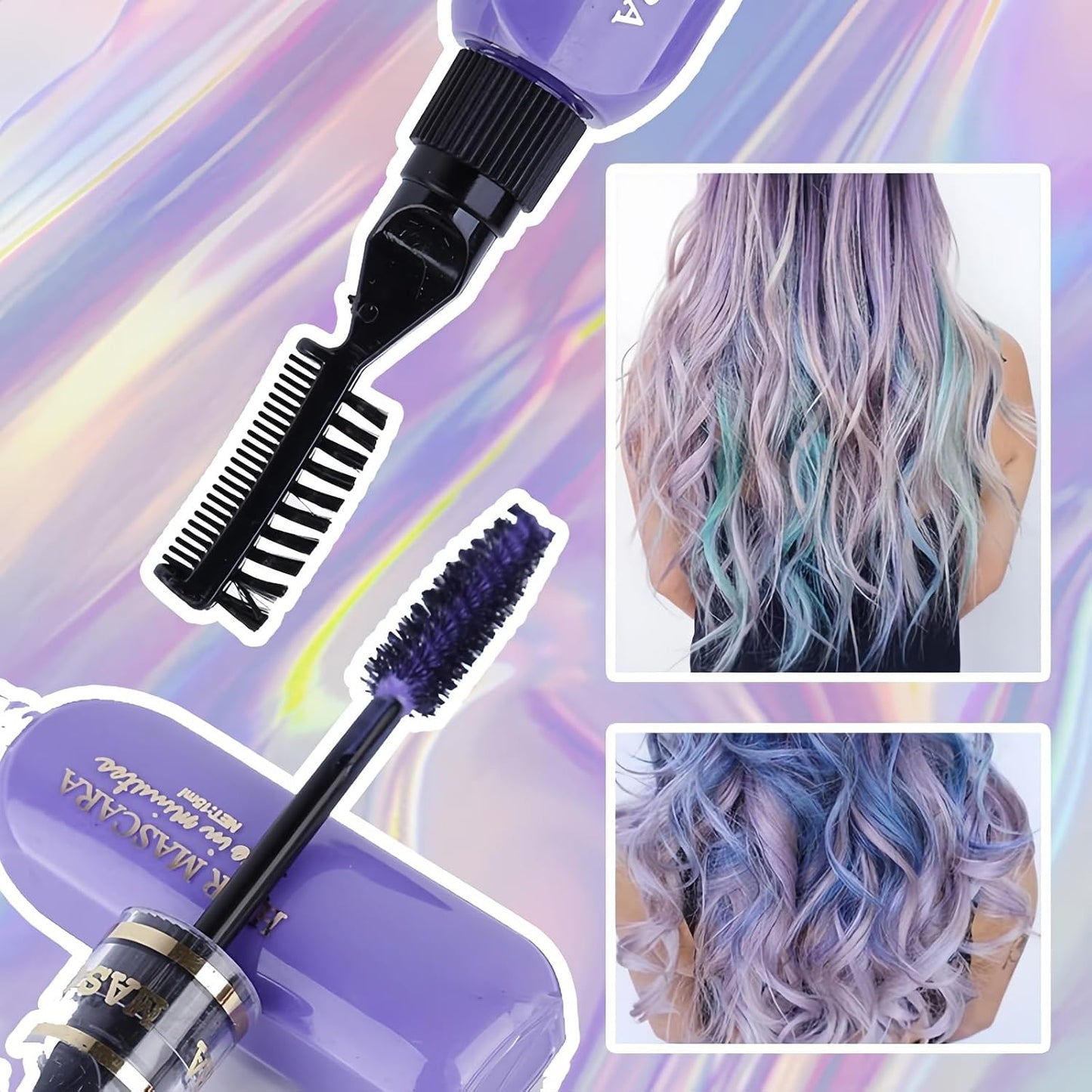 Hair Chalk for Kids, 3Pcs Washable Hair Colour Spray, Mascara &amp; Hairspray in Blue Purple Pink, Temporary Hair Color Set for Parties, Cosplay, Prom, Halloween, Christmas