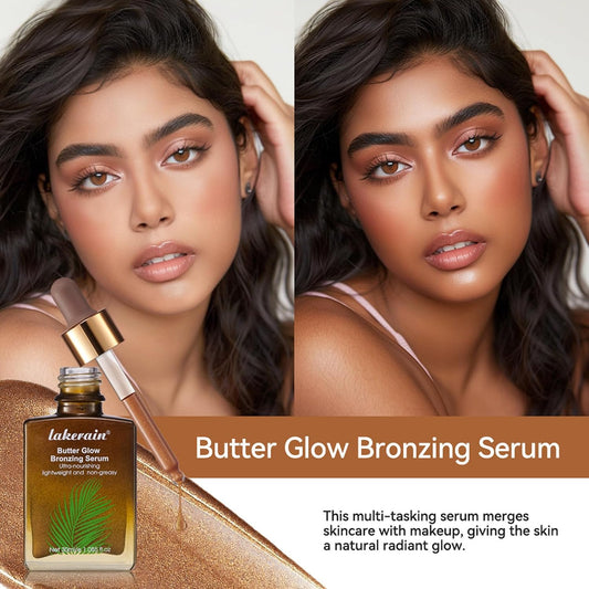 Butter Glow Bronzing Serum - Liquid Bronzing Drops - Shimmer Body Oil - Nourishing Skincare Bronzing Drops - Natural Sunkissed Complexion Flawless Skin