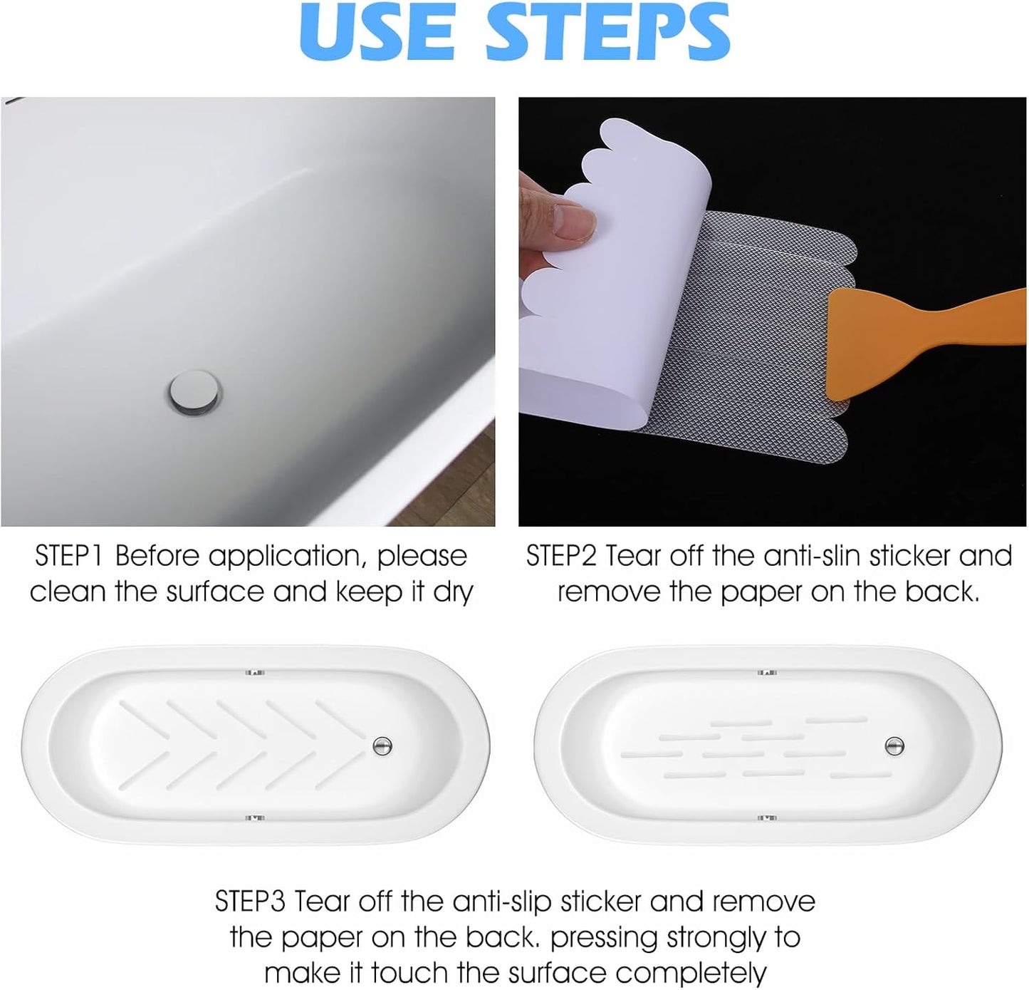 Giantree 24Pcs Shower Floor Non Slip Stickers, Transparent Anti Slip Showers Sticker, Showers Sticker for Safety Bathroom Tubs, Non Slips Stickers for Bath, Tub, Shower, Pool, Stairs, Kitchen