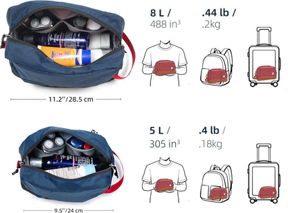 Travel Toiletry Bag 8L, Large Wash Bag with Waterproof TPU Wet/Dry Compartment