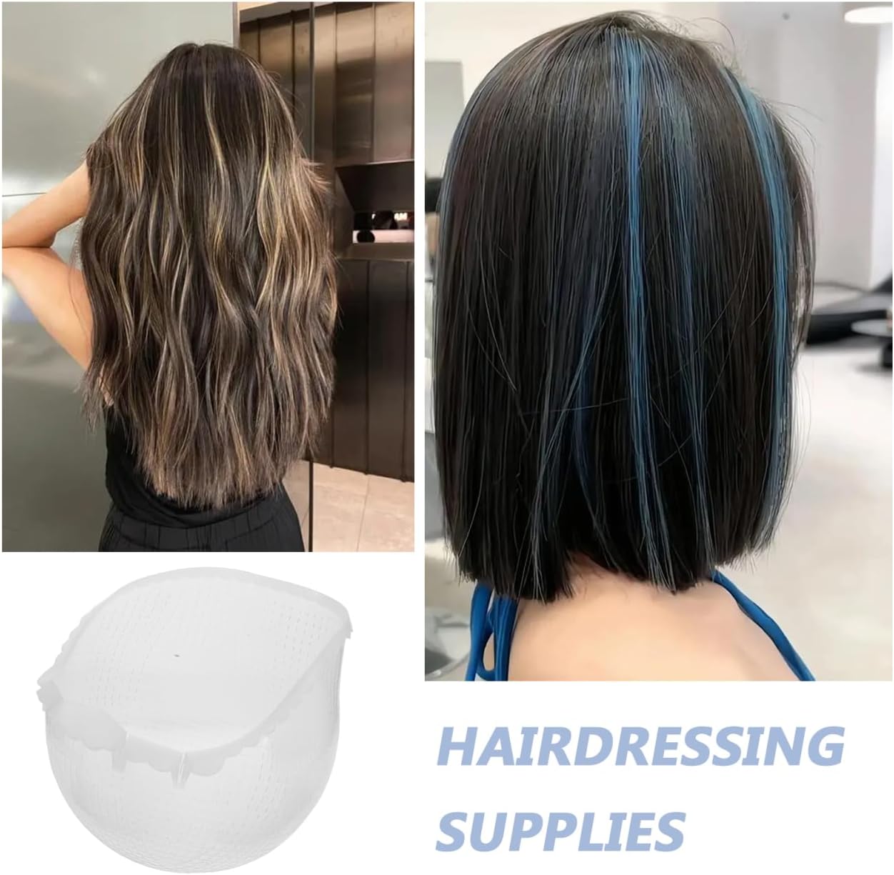Healeved Highlighting Cap with Hook Hair Dye Hat with Cross Holes Elastic Design for Even Coloring Reusable Hair Highlight Kit for Home Salon Use