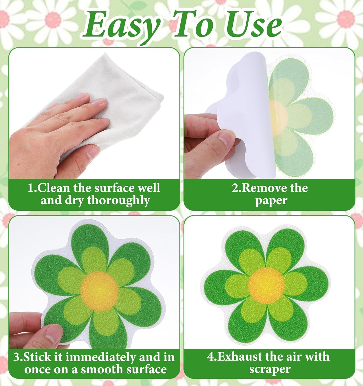 20PCS Non Slip Shower Stickers, Flower Bright Non Slip Bath Stickers for Bathroom and Other Slippery Surfaces (11.5cm and 8cm)