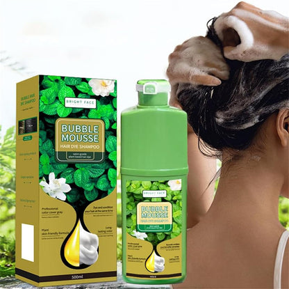 Long-Lasting Plant-Based Foam Hair Dye, Bubble Hair Dye Shampoo, Quick-Acting Bubble Hairs Dyes, Pure Plant Extract for Grey Hair Color Bubble Dyes, Easy to Operate (Black)
