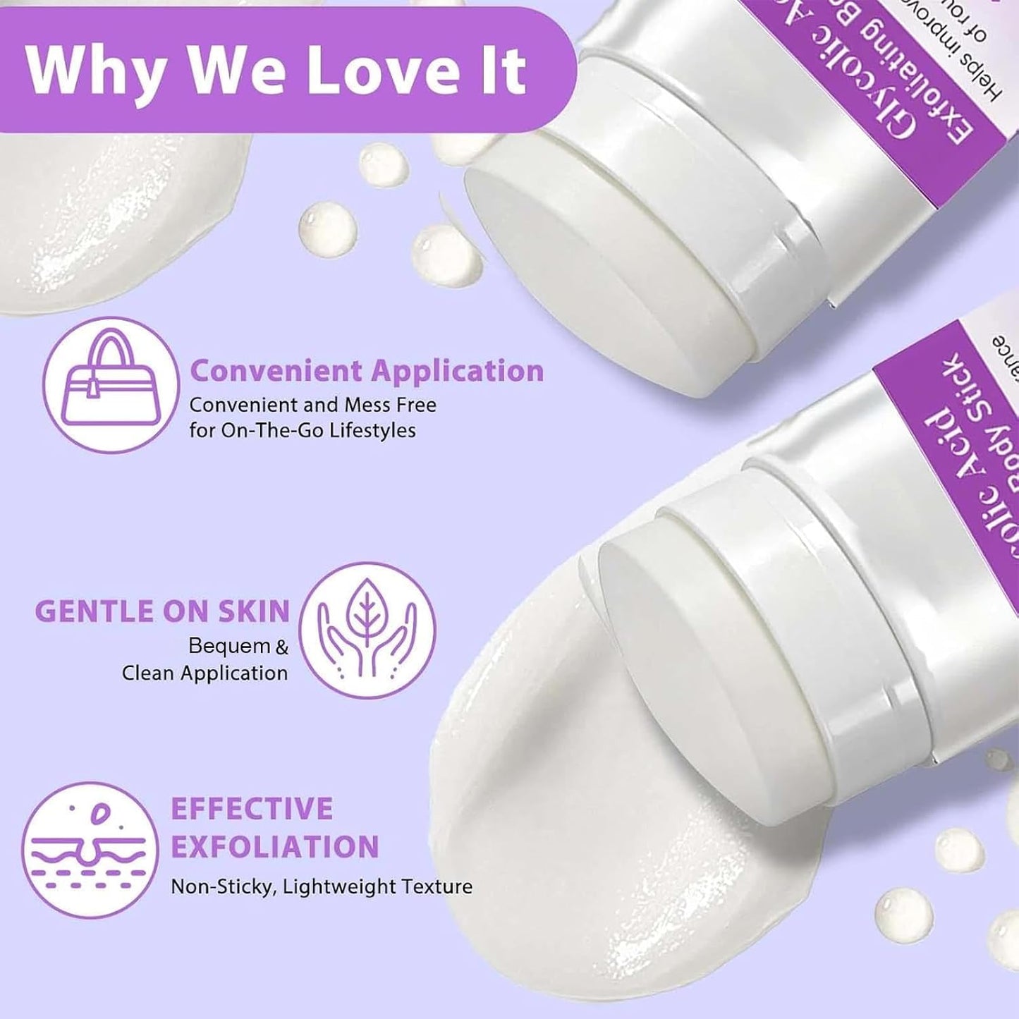 1PCS Glycolic Acid Exfoliating Body Stick, with 7% Glycolic &amp; 0.5% Salicylic Acid, AHA BHA Formula for Rough Skin, Keratosis Pilaris, Dark Spots &amp; Dry Patches Care