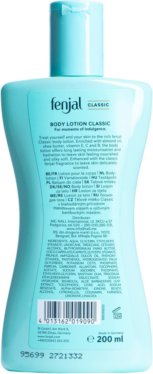 FENJAL Classic Luxury Hydrating Body Lotion - 200ml |Long Lasting Moisturisation and Hydration