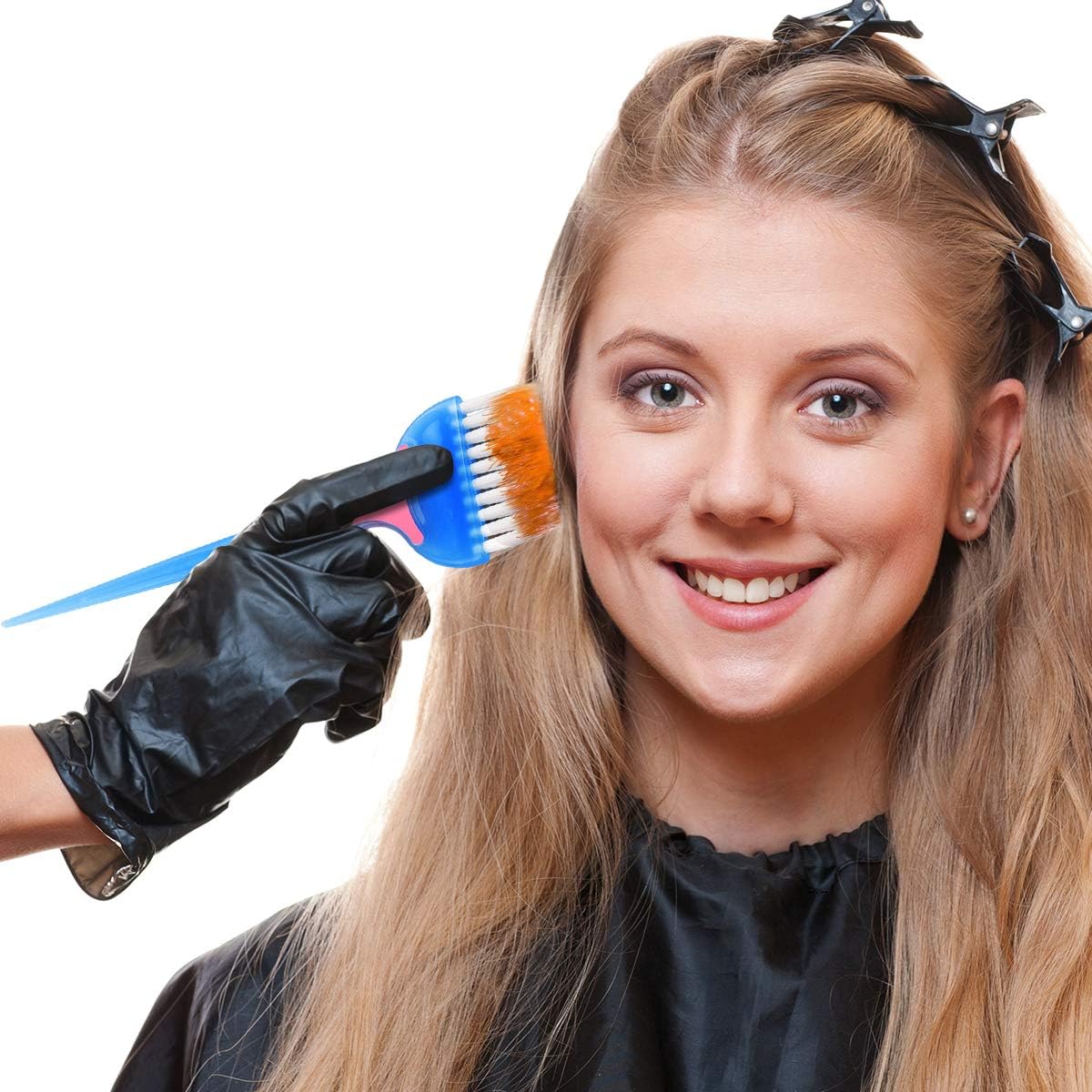 minkissy 2Pcs Hair Color Brush Professional Hair Dye Brush Salon Bleach Tinting for Tint Dying Coloring Applicator Dying (Blue+Black)