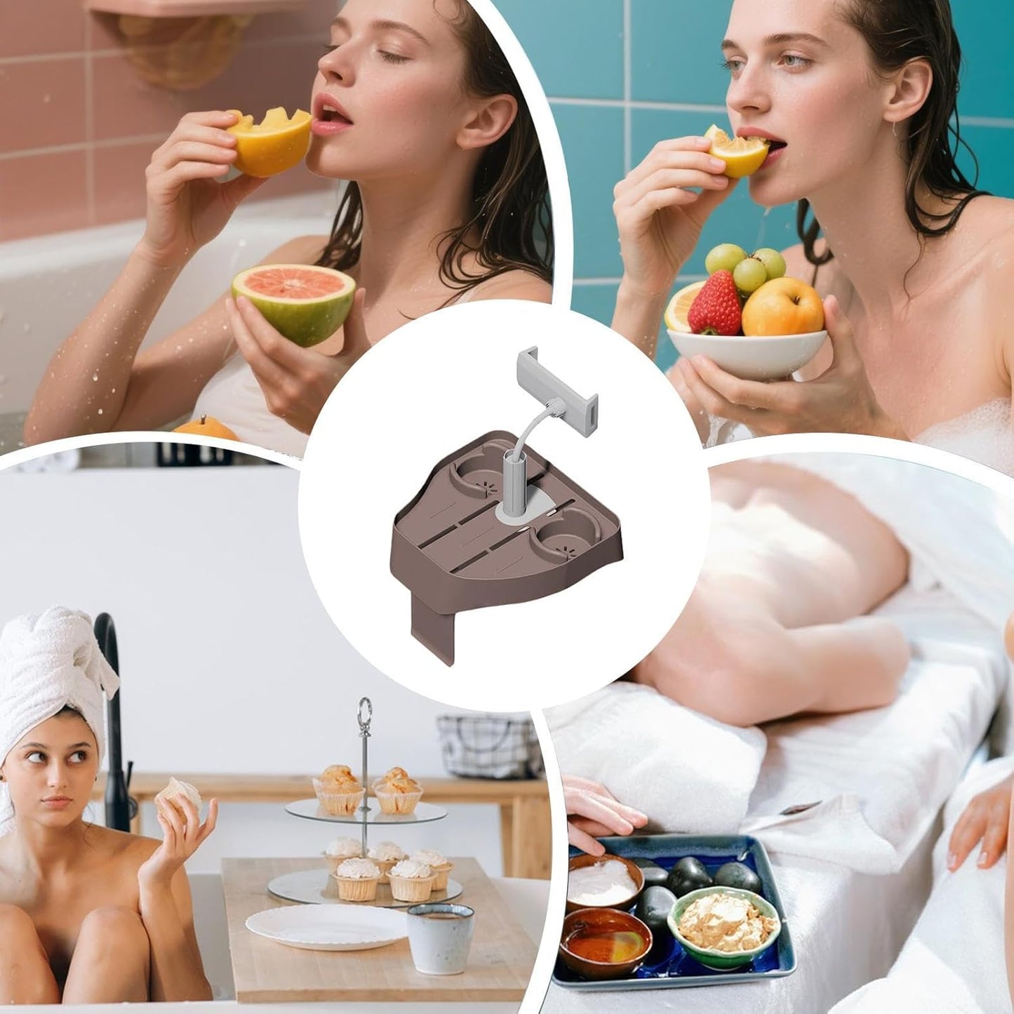 Hot Tub Cup Holder,Bathtub Side Table Tray - Adjustable Spa Caddy with 2 Cup Holders for Bathtub Outdoor Inflatable Pool Wall Thickness of 5.9 to 9.8 Inches
