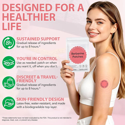 Berberine Patches – Berberine &amp; Cinnamon Extract Body Patches, Vegan &amp; Cruelty Free, Supports Healthy Metabolism