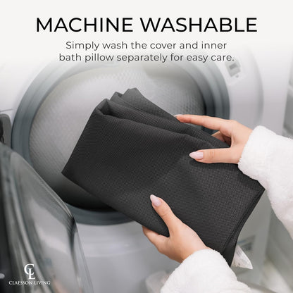 Luxury Bath Pillow for Tub - Thick and Comfortable Bathtub Pillow Support for Head and Neck and Back - Washable Quick-Drying Bath Pillows - Bath Cushion for Home Spa Soaking Tub Relaxation - Dark Gray