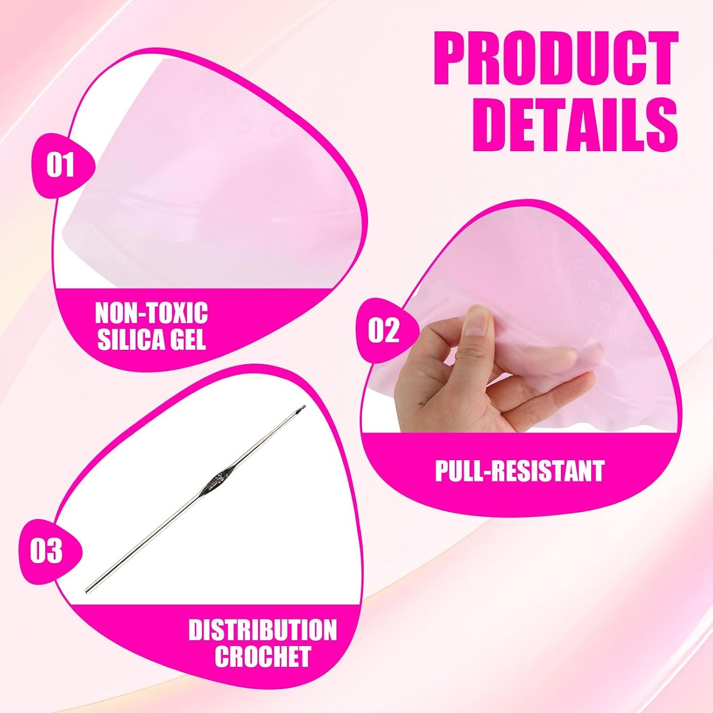 Hair Highlight Cap Kit, Reusable Silicone Highlighting Cap, Pre Punched with Holes, Silicone Highlight Caps for DIY Balayage and Streaking, Highlights Hair Dye Kit for Home Salon Use