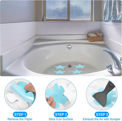 PATIKIL Bathtub Non Slip Stickers, 12 Pack Star Safety Shower Floor Anti Slip Stickers with Adhesive Decals Scraper for Bath Tub Shower Floor Stair, Black
