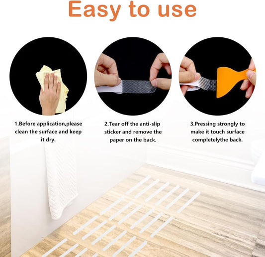 36pcs Non Slip Bathtub Stickers - High Adhesive Anti Slip Shower Grips (Clear)