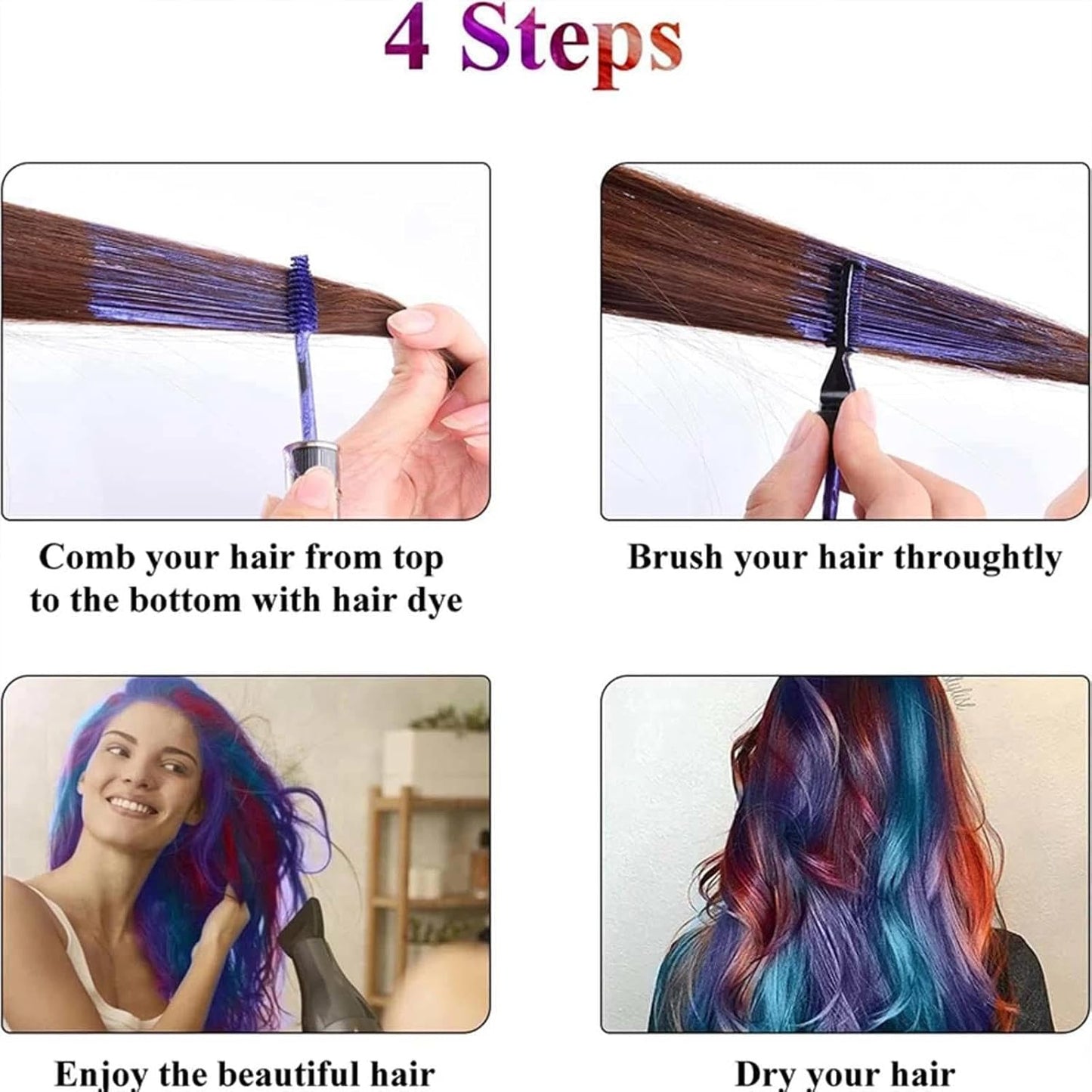 Kids Hair Chalk Set - 3Pcs Temporary Hair Color Spray, Mascara &amp; Hairspray Bundle - Washable Dye in Blue, Purple, Pink - Fun, Non-Toxic for Parties &amp; Play