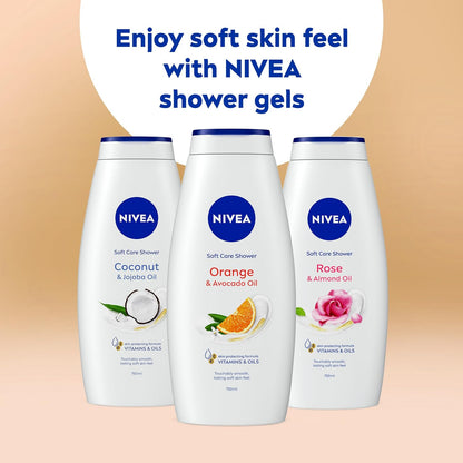 NIVEA Orange &amp; Avocado Shower Cream (750ml), Moisturising Shower Gel with Avocado Oil, Luxurious Body Wash for Women with Vitamin C, E